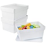 3 x Ordnungsbox mit Deckel - stapelbar - weiß - DINA5 Format - 12 cm hoch - 17x25x12 cm - 3,6 Liter - Ordnungskorb Schubladenorganizer Organizerbox Ordnungssystem Kunststoff Aufbewahrung Schrank Bad