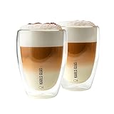 Doppelwandige Gläser Latte Macchiato Kaffee Thermogläser Cappuccino Tassen Teegläser doppelwandig (2, 350ml)