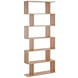 HOMCOM Bücherregal Wandregal Raumteiler Eckregal Standregal Aktenregal 6 Fächer Eiche L80 x B23 x H192 cm