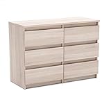 MRBLS Kommode mit 6 Schubladen Sideboard Schubladenschrank Kleiderschrank Modern Möbel mit Schubladen für Ihr Schlafzimmer (Sonoma) – 100 x 70 x 33,5 cm (B/H/T)