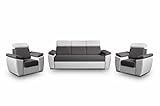 mb-moebel Polstergarnitur Sofa Set 3er & 1er Wohnlandschaft 3-Sitzer und Zwei Sessel Möbel Set - Monza (Grau)