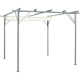 vidaXL Pergola mit Versenkbarem Dach Schiebedach Terrassenüberdachung Garten Pavillon Sonnenschutz Terrassen Überdachung Cremeweiß 3x3m Stahl