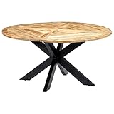 BULANED Esstisch, Küchentisch, Esszimmertische, Esszimmermöbel, Esszimmer, Couchtisch, Esstischgruppe, Tisch, Rund 150×76 cm Mango Massivholz