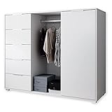 LUCIA Halbhoher Kleiderschrank ideal für Dachschräge - Platzsparende Kommode mit viel Stauraum in Weiß - 155 x 128 x 56 cm (B/H/T)