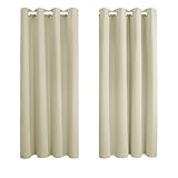 Amazon Brand - Umi 2 Stück Gardinen mit Ösen mit Ösen Vorhänge Verdunkelung Blickdichter Vorhang Wohnzimmer Schlafzimmer Stores Kurze 138x117cm(LxB) Beige