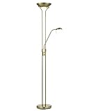 home sweet home LED Stehlampe Dimmbar m. Modern Flexibler Leselampe, Brass | Deckenfluter m. Dimmer, 3000K, 2 Flammig, 1.8m | Standleuchte für Wohnzimmer Büro Schlafzimmer