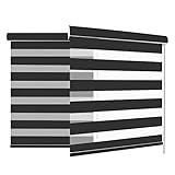 Buseu Zebra-Jalousien für Fenster, 66 cm Bx182.9 cm H, Zebra-Schattierungen für Fenster mit Box, schwarze Jalousien für Fenster, Rollos für Zuhause, Küche, Badezimmer
