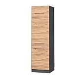 Vicco Küchenschrank Küchenmöbel Küchenzeile Fame-Line modern Küche Einbauküche Blende Unterschrank Hochschrank Hängeschrank (Anthrazit-Goldkraft, Kühlumbauschrank 60 cm)