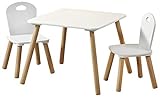 Kesper | Kindertisch mit 2 Stühlen, Material: Faserplatte, Maße: 55 x 55 x 45 cm, Farbe: Weiß | 17712 13