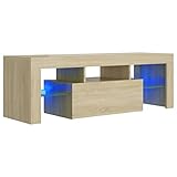 vidaXL TV Schrank mit LED-Leuchten Lowboard Fernsehschrank Fernsehtisch Sideboard HiFi-Schrank TV Möbel Tisch Board Sonoma-Eiche 120x35x40cm