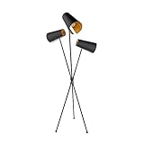 Lucande Stehlampe 'Coleris' (Retro, Vintage, Antik) in Schwarz aus Textil u.a. für Wohnzimmer & Esszimmer (3 flammig, E27) - Design Stehleuchte, Floor Lamp, Standleuchte, Wohnzimmerlampe