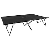 Festnight Klappbare Sonnenliege für 2 Personen Campingbett Relaxliege Feldbett Schwarz Stahl 193 x 125 x 40 cm