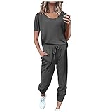 top damen sommer Damen Y2K Zweiteiler Hose und Pullover Strick Reißverschluss Up Crop Hoodies Vintage Sweatshirts mit Kapuze und Hose 90er Lounge Set Trainingsanzüge Sportanzug z14