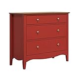 Inter-Furn Lissabon Kommode 3 Schubkästen, Holz, Rot/Braun, 100 x 86 x 42 cm