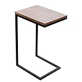 GuiPaiShi C -geformter Endtisch Für Sofa, Kleine Wohnung Vintage Kaffeetisch Holztisch Holztisch + Metallrahmen, Telefontisch(Size:60CM,Color:Schwarz)