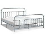 vidaXL Bettgestell Klassisch Metallbett Bett Doppelbett Schlafzimmerbett Bettrahmen Lattenrost Ehebett Schlafzimmermöbel Grau Metall 180x200cm