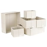 6-teilige Faltschachteln Set mit 6 Schubladen für Kleidung Beige Stoffsocken