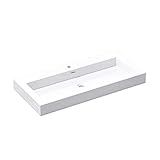 Mai & Mai® Waschbecken Col818 Hänge-Waschtisch Aufsatz-Waschschale Mineralguss Weiß 1 Armaturenloch recht-eckig Breite: 100 cm