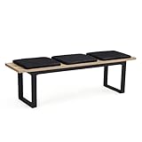 B&D home Sitzbank Esszimmer mit Sitzauflagen, gepolsterte Esszimmerbank, Holzbank für Esszimmer, Polsterbank mit Stahlgestell, 160 cm, Sandeiche Optik