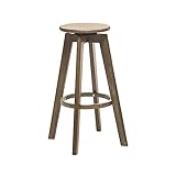 GOGUANG ZJUN - 360° Drehbarer Barhocker, Runder Barstuhl Aus Massivholz Mit 4 Beinen Für Die Theke, Esszimmerstuhl Ohne Rückenlehne Mit Fußstütze Für Die Küche(Size:34X34X60cm,Color:YS-03)