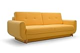 mb-moebel Sofa mit Schlaffunktion und Bettkasten, Couch für Wohnzimmer, Schlafsofa Federkern Sofagarnitur Polstersofa Wohnlandschaft mit Bettfunktion - 232x91x89 - Saphir - Gelb