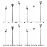 Set mit 12 silbernen Kerzenhaltern, Kerzenhalter aus Metall, passend für 3/4-Zoll-Stumpenkerzen, Elegante Dekoration für Essen, Verabredungen, Partys, Jubiläen, Abendessen bei Kerzenschein