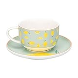 Tasse Keramik Glossy Cappuccino Tassen mit Untertassen, Porzellan Tassen for Kaffeespezialitäten/Latte/Cafe Mokka/Tee, Obst Painted Kaffeetasse (Color : C)