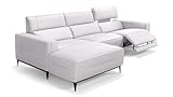 sofanella - Ecksofa Teramo Ledersofa Eckgarnitur Eckcouch - Weiß S: 260 Breite x 101 Tiefe