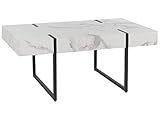 Beliani Couchtisch Marmor Optik weiß 100 x 60 cm Schwarze Metallbeine modern Merced