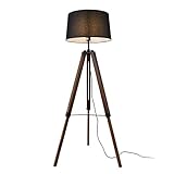 lux.pro Stehleuchte Karlsbad Stehlampe 1xE27 3-Fuß-Leuchte 145cm Tripod-Standleuchte mit Stoffschirm Schwarz - Holz Dunkel