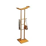 Bedroom Coat Rack Wooden Coat Rack Creative Floor Hanger Rack with 10 Hooks Vintage Clothes Hat Hook Rack Easy Assembly Home Decor Coat Rack Stand (Color : Yellow)