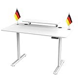 Hibisaws Memory Elektrisch Höhenverstellbarer Schreibtisch, Computertische Höhenverstellbar Elektrisch, 120 X 60 cm Höhenverstellbare Schreibtische Für Zuhause Büro (Weiss)