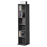 [en.casa] Bücherregal Tynset 90 x 20 x 20 cm CD Regal Standregal Regal Aufbewahrung 6 Fächer Dunkelgrau