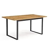 B&D home Esstisch, Küchentisch für 4 Personen, Holztisch, Kufengestell schwarz, für Esszimmer, Küche, modern,Wildeiche, 160x90 cm, 11208-TEST-US