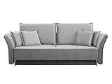 Schlafsofa Mokoli, Sofa 3 sitzer mit schlaffunktion, Klappsofa, Schlafcouch, Polstersofa mit Bettkasten für Wohnzimmer, Couch, Bettsofa (Füße: Silber, Tiffany 15)