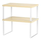 CADUKE 2er Set Schrank Küchenregale Stapelbare Arbeitsplatte und erweiterbare Holzschrank Organizer Regale für Badezimmer Arbeitszimmer, Weiß