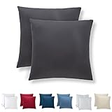 Flowen Kissenbezug 35x35 Baumwolle Premium Satin 2er Set Kissenhülle Deko für Kissen Sofa/Bett Stoff Superweicher Resistent Hypoallergen Anti-Milben Kopfkissenbezug mit Verdecktem Zip Voll Waschbar