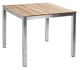 Gartentisch Esstisch Balkontisch | BxHxT 90x75x90 cm | Edelstahl | Teakholz