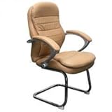 Jet-line Büromöbel Bürostuhl Besprechungs Stuhl Bergamo Echtleder Konferenzstuhl beige Leder Homeoffice Home Office