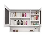 Schrank mit Spiegel Wandschrank Hängeschrank Wandtyp Schrank Hängeschrank mit Regal Aufbewahrungsschrank Geeignet für Ruheraum Bad und Küche (Farbe: Braun Größe: 100 cm)