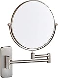 BPILOT Badezimmer-Wandspiegel, 20,3 cm, Make-up-Spiegel, doppelseitiger Messing-Lupenspiegel, ausziehbar, faltbar, um 360° drehbar, Chrom,3X,B