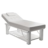 ZzZana Massage-Bett, Holzfüße Salon-Schönheitsbett Spa-Tisch mit Verstellbarer Rückenlehne, Schwer Belastbar Stationär Massagetisch Bett (Color : Style 1, Size : 185x70x61cm)