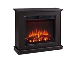 CrownFlame Phanos Elektrokamin - Elektrischer Standkamin mit Heizung 1000/2000 W, realistischer 3D-Flammeneffekt, Fernbedienung programmierbar, Timer, Thermostat - Dunkelbraun