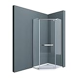 doporro Fünfeckdusche Duschkabine Rav08K 90x90x195 Duschabtrennung ESG-Sicherheitsglas Klarglas inkl. Easy-Clean-Beschichtung