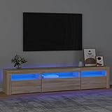 DCRAF Möbelset TV-Schrank mit LED Leuchten Sonoma Eiche 195x35x40cm