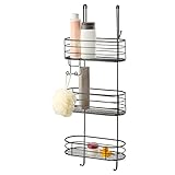 bremermann Duschregal, 3 Ebenen, zum Einhängen, mit abnehmbarem Haken und vier festen Haken, schwarz