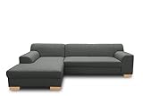 DOMO. collection Ecksofa, Sofa in L-Form, Eckcouch mit Schlaffunktion, Couch Ecke Schlafen, dunkelgrau, 157 x 273 cm