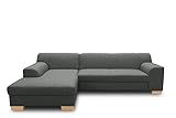 DOMO. collection Ecksofa, Sofa in L-Form, Eckcouch mit Schlaffunktion, Couch Ecke Schlafen, dunkelgrau, 157 x 273 cm