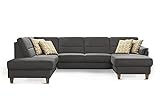CAVADORE U-Form-Sofa Palera / Wohnlandschaft mit Schlaffunktion, Stauraum und Federkern / 314 x 89 x 212 / Mikrofaser, Grau