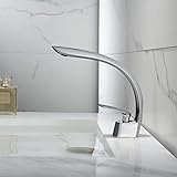 AANAN Wasserhähne, Badezimmer Ein Hebelspüle Wasserhahn Crane Messing Matte Waschbecken Wasserhahn Heißer Und Kaltes Wasserhahn, Chrom (Chrom)